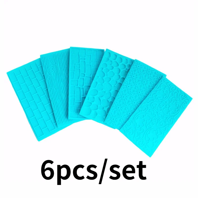 6pcs/set Color Random Stone Tree Bark Shape Embossed Bake Tool Fondant Cake Cupcake Decorating DIY Bakeware Cake Molds