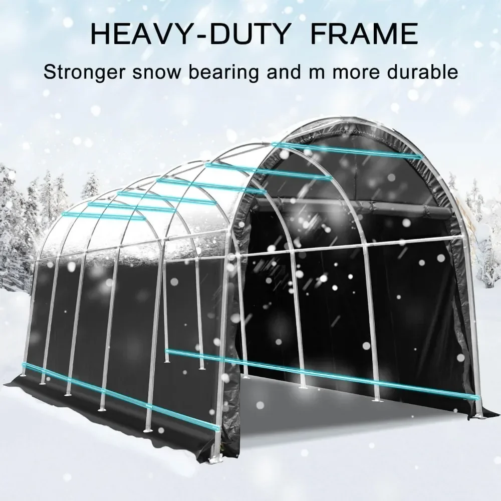 12 x 20 FT Heavy Duty, Portable Garage with All-Steel Metal Frame and Round Style Roof