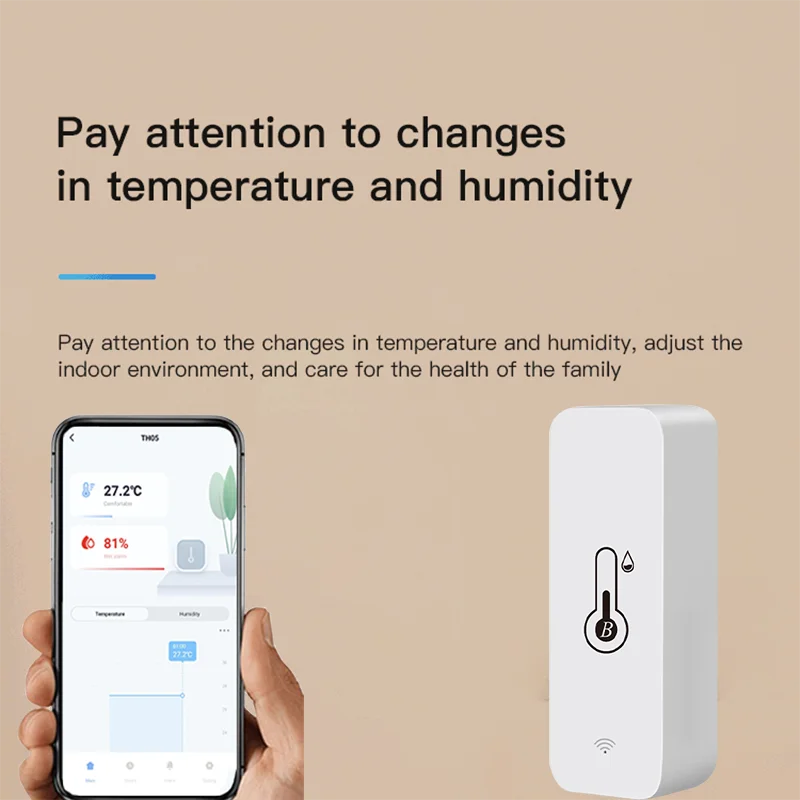 Tuya BT Smart Temperature Humidity Sensor Indoor Hygrometer Bluetooth-Compatible APP Remote Control Works With Alexa Google Home temperature humidity sensor temperature humidity meter