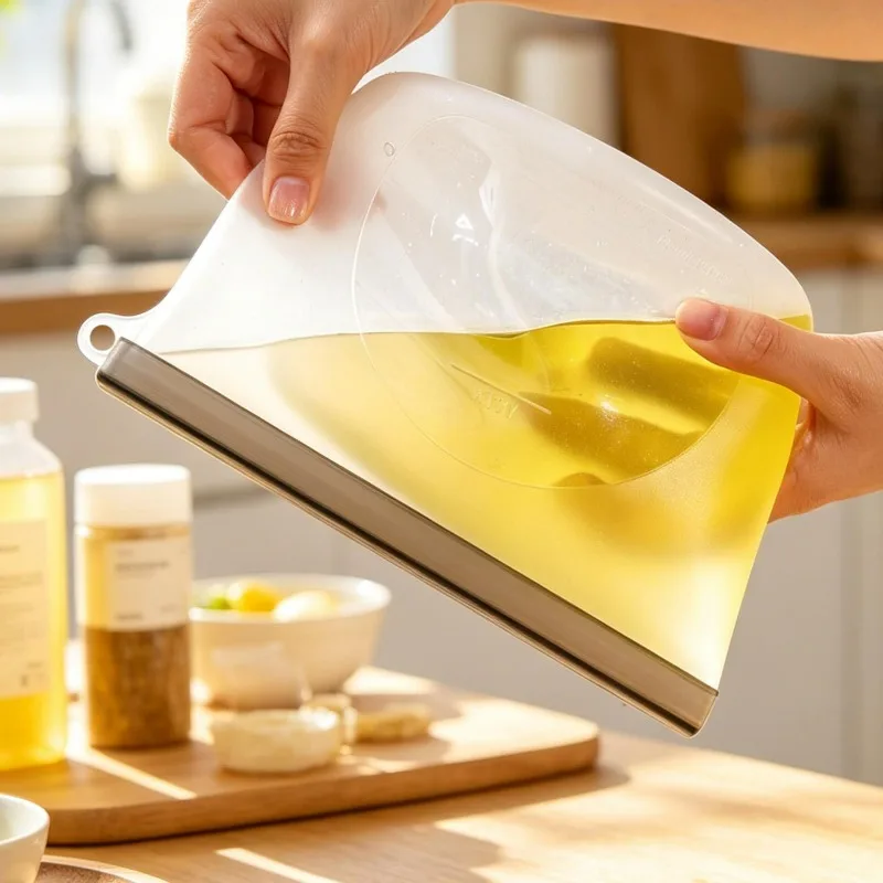 Reusable Airtight Silicone Food Preservation Bags - Food Grade Storage for Vegetables, Liquids, Snacks, and Meats