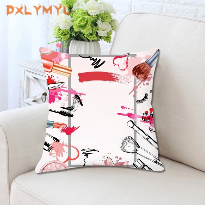 Cosmetic Patterns Velvet Cushions Case Makeup Print Decorative Pillowcase Living Room Sofa Throw Pillow No Inner Core