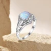 Vintage 925 Silver Original Opal Rings 925 Silver Woman Exquisite Filigree Cocktail Party Birthstone Gift Ring Fine Jewelry 1
