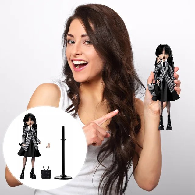 Fashion Student Dolls Wednesday Dolls and Accessories Set, Adams Collectibles Handheld Model Dolls and Decorative ABS Companions 3