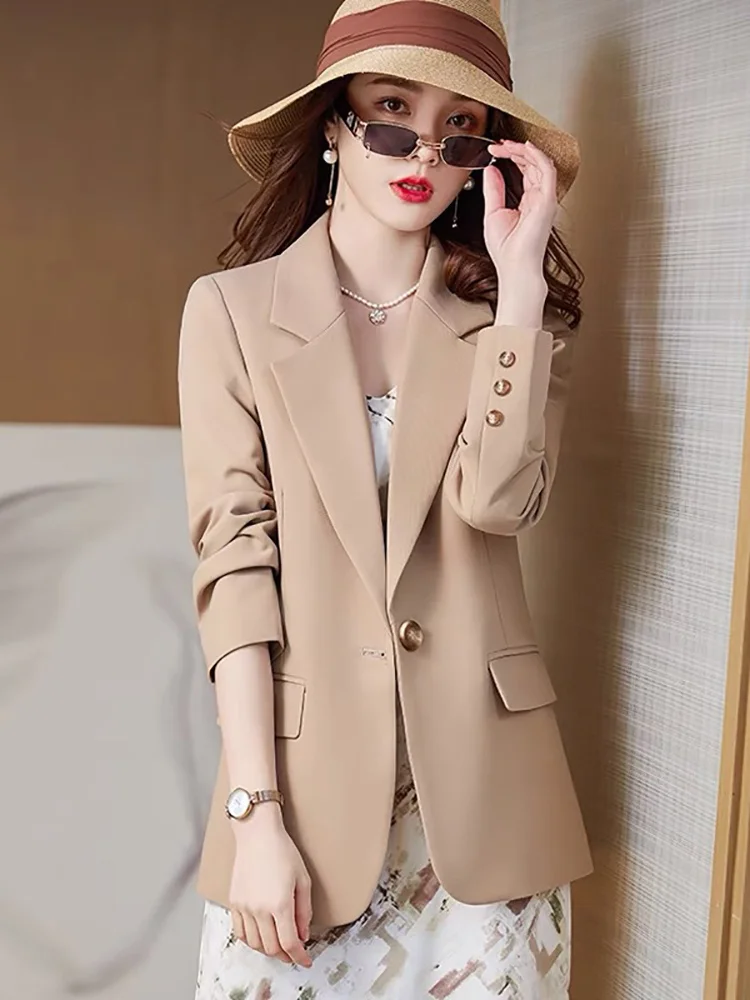 

Casual Fashion Woman Blazer 2022 Clothing Buttons Slim Solid Elegant Jacket Female Long Sleeve Top Coat Outerwear