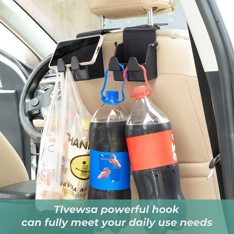 Car Hook 4/2/1Pcs Car Seat Back Hook Multi-functional Auto Car Seat Headrest Hanger Hook Phone Holder Organizer Bag Purse Cloth