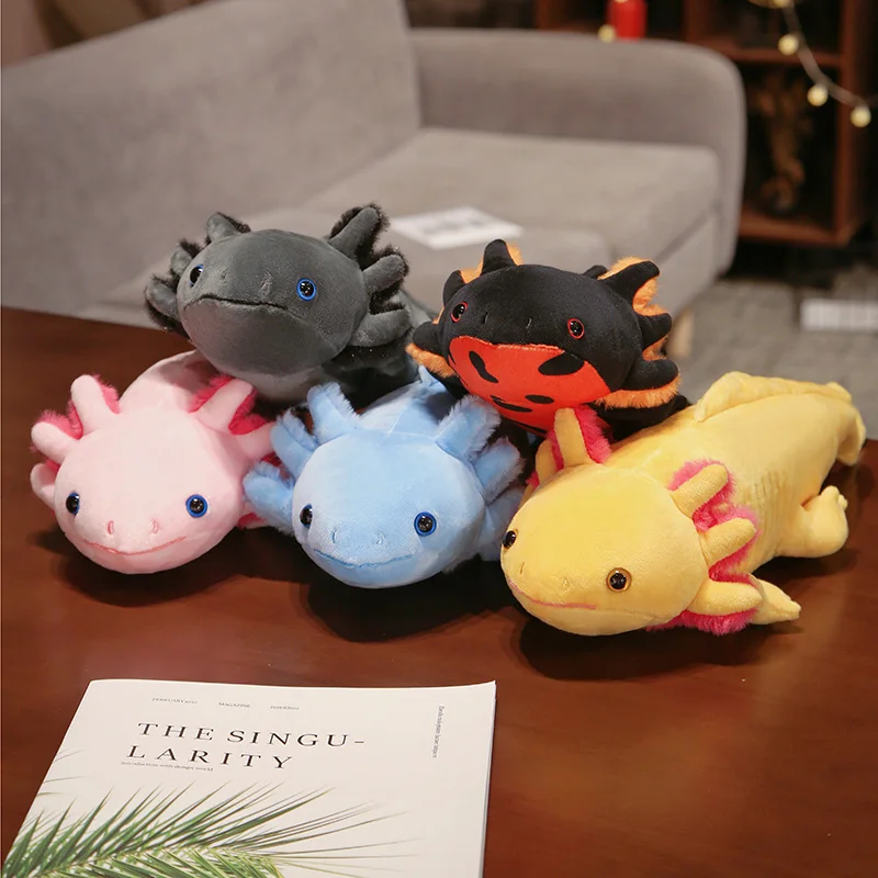 Juguete de peluche de Axolotl colorido Kawaii de gran tamaño