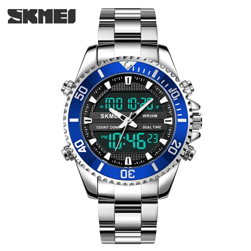 

skmei Watches for Men Luxury Brand Digital Chronograph Sport Quartz Wristwatch Waterproof Military Steel Band Luminous Clock