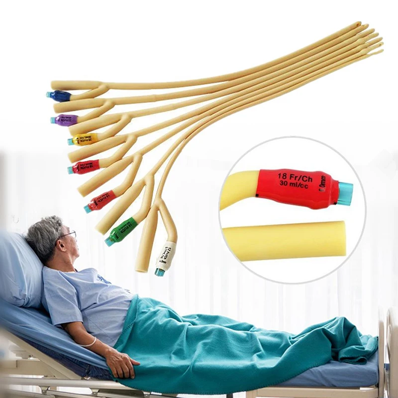 1pcs 2/3 Chamber Latex Catheter Silicone Coated Sterilized Urethral Catheter Male/Women/Children Urinary Catheter