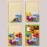 Montessori Animal Characters Transportation wooden puzzle Russian Blocks Cute Animals Puzzle Toys occupation 2