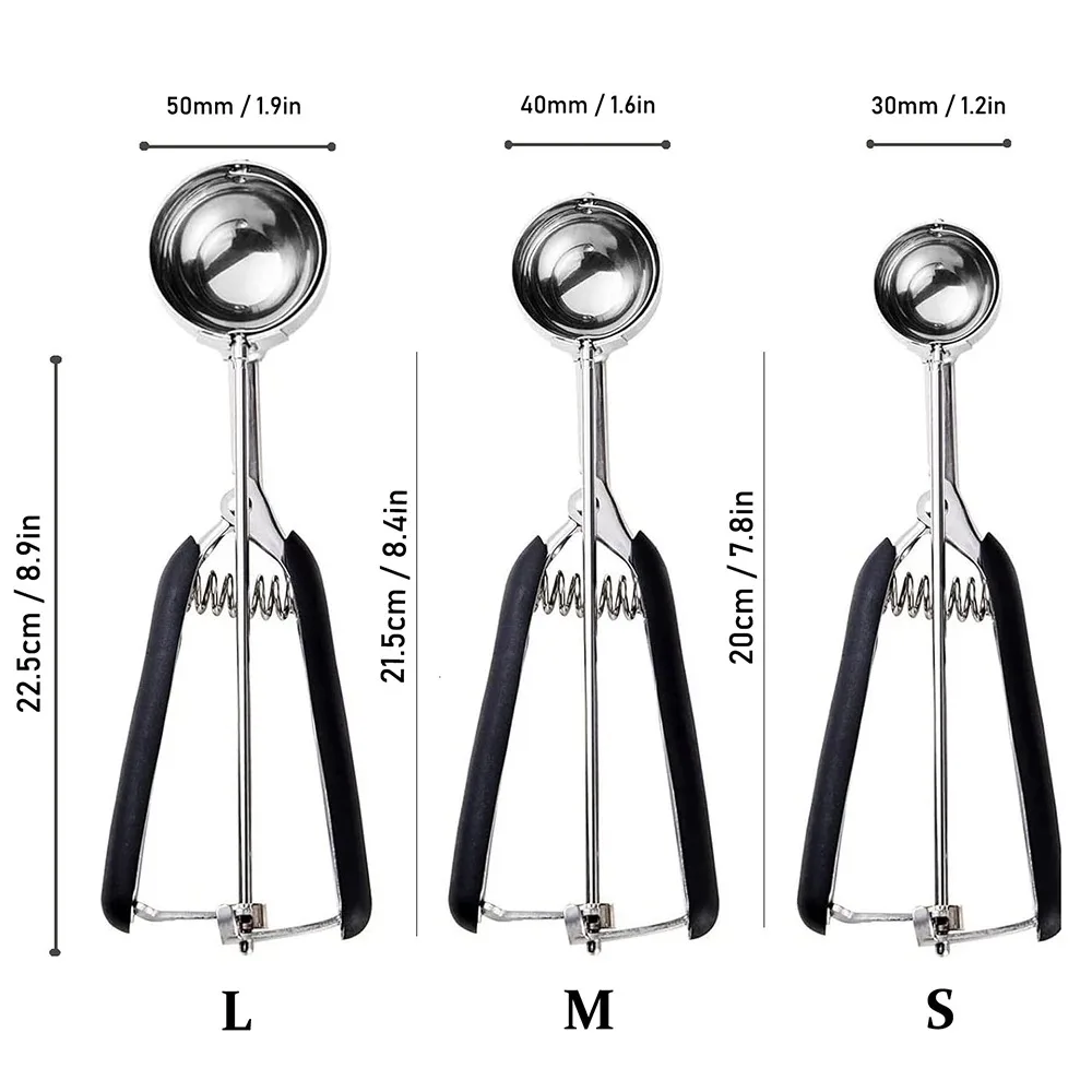 Stainless Steel Ice Cream Scoop Small Medium Large for Melon Ball Dough Baking Multipurpose Cookie