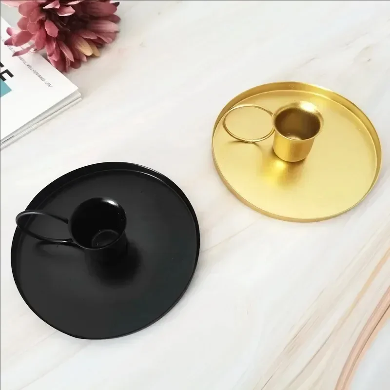 Portable Candle Holder Desktop Candlestick Adornment Metal Candlestick Taper Candle Holder With Handle Home Wedding Decorations candle holders