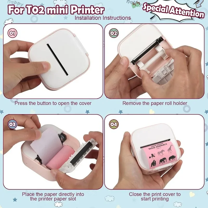 Mini Printer Sticker Paper Thermal Paper Rolls T02/M02 Mini Printer Smooth Color Self-Adhesive Paper 25X57mm Paperang printer sticker paper