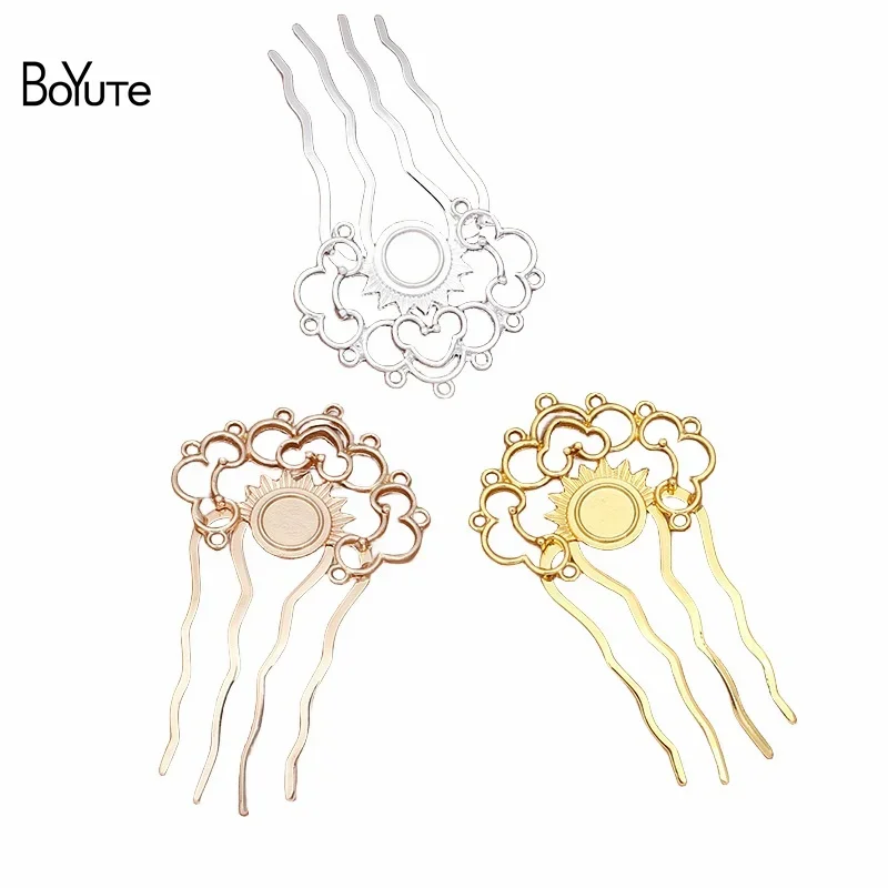 

BoYuTe (5 Pieces/Lot) 40*49.5MM Alloy Welding 4 Teeth 49*85MM Brass Hair Comb Diy Palace Hair Jewelry Accessories