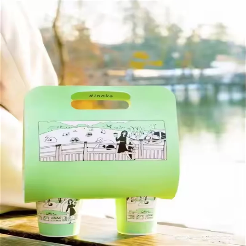 500Pcs Custom Printed or Designed Single Double Paper Cup Holders Disposable Bubble Mil... - SKU DPCH1246 - UGI Packaging