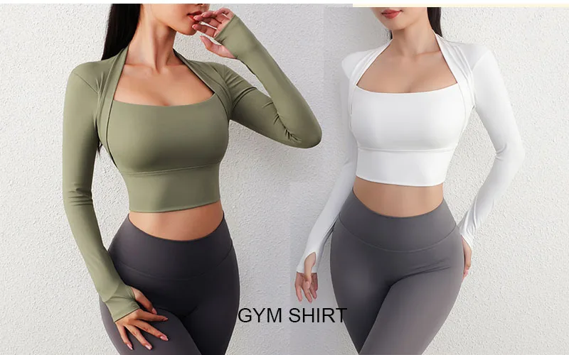 Aiithuug Yoga Crop Tops Long Sleeve Gym Shirts Workout Top Women Sports  Padded Cup Running Tops Sexy Waist Crisscross Waist - AliExpress