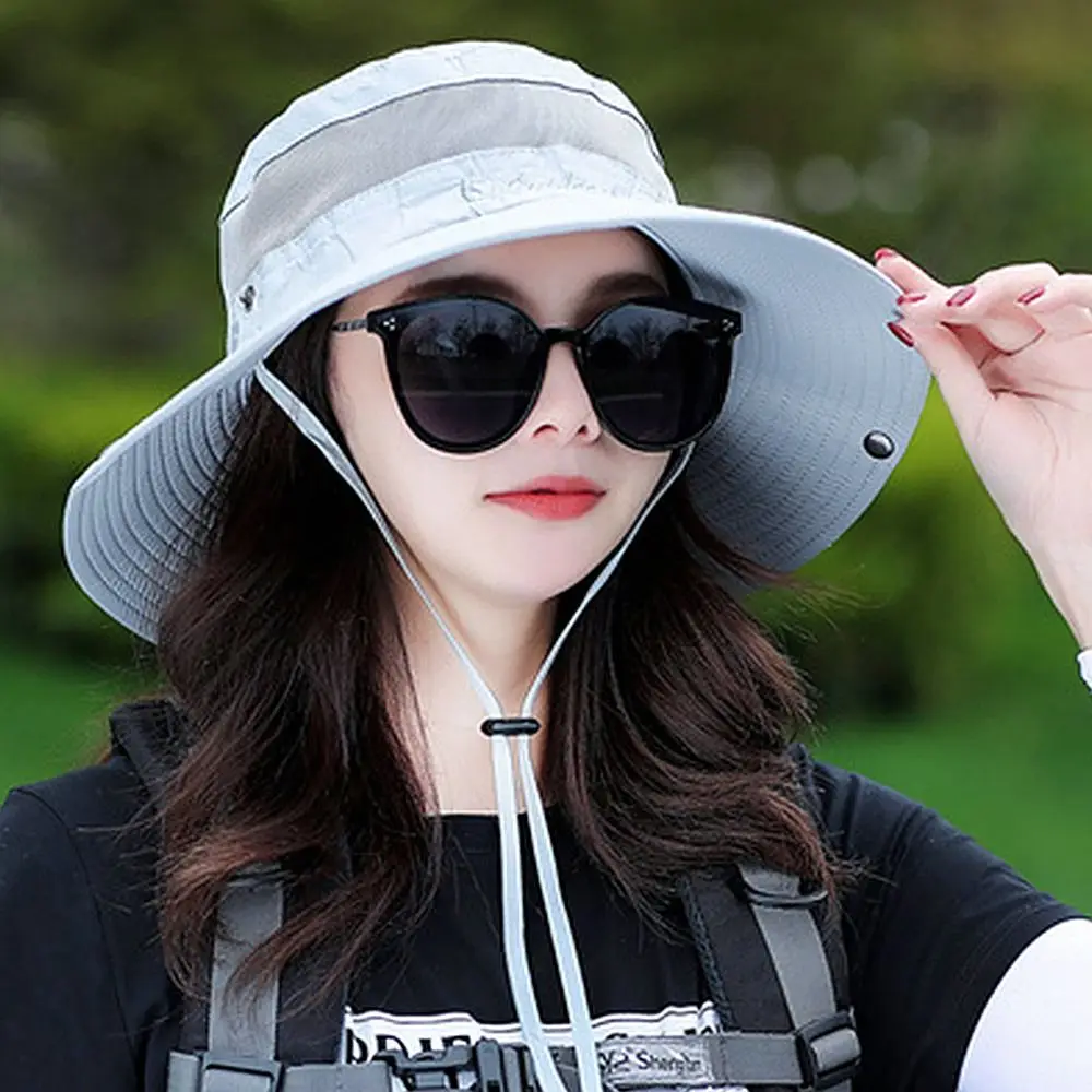 남녀공용 통기성 버킷햇, 접이식 UV 차단 비치 캡, 휴대용 와이드 브림 햇빛가리개 모자