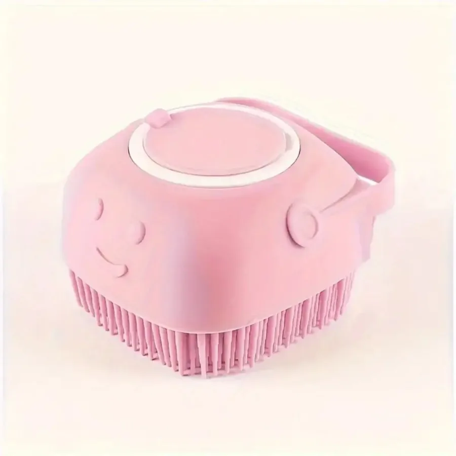 Soft Dog Bath Brush with Shampoo Dispenser - Gentle Cat Grooming Tool