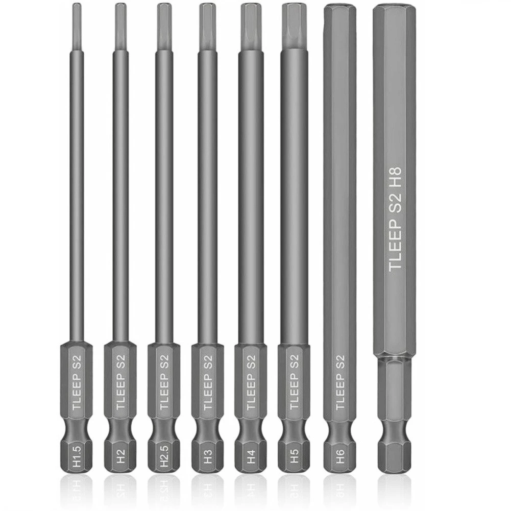 8PCS 100mm Hex Head Drill Bit Set  Wrench Screwdriver Socket 1/4" Hex Shank Metric Tip Hex  Screwdriver Socket Bit Tools jointer hand plane