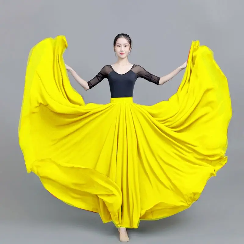 1pcs/lot woman belly dancing solid skirt female modern dancing chiffon skirt - Image 6