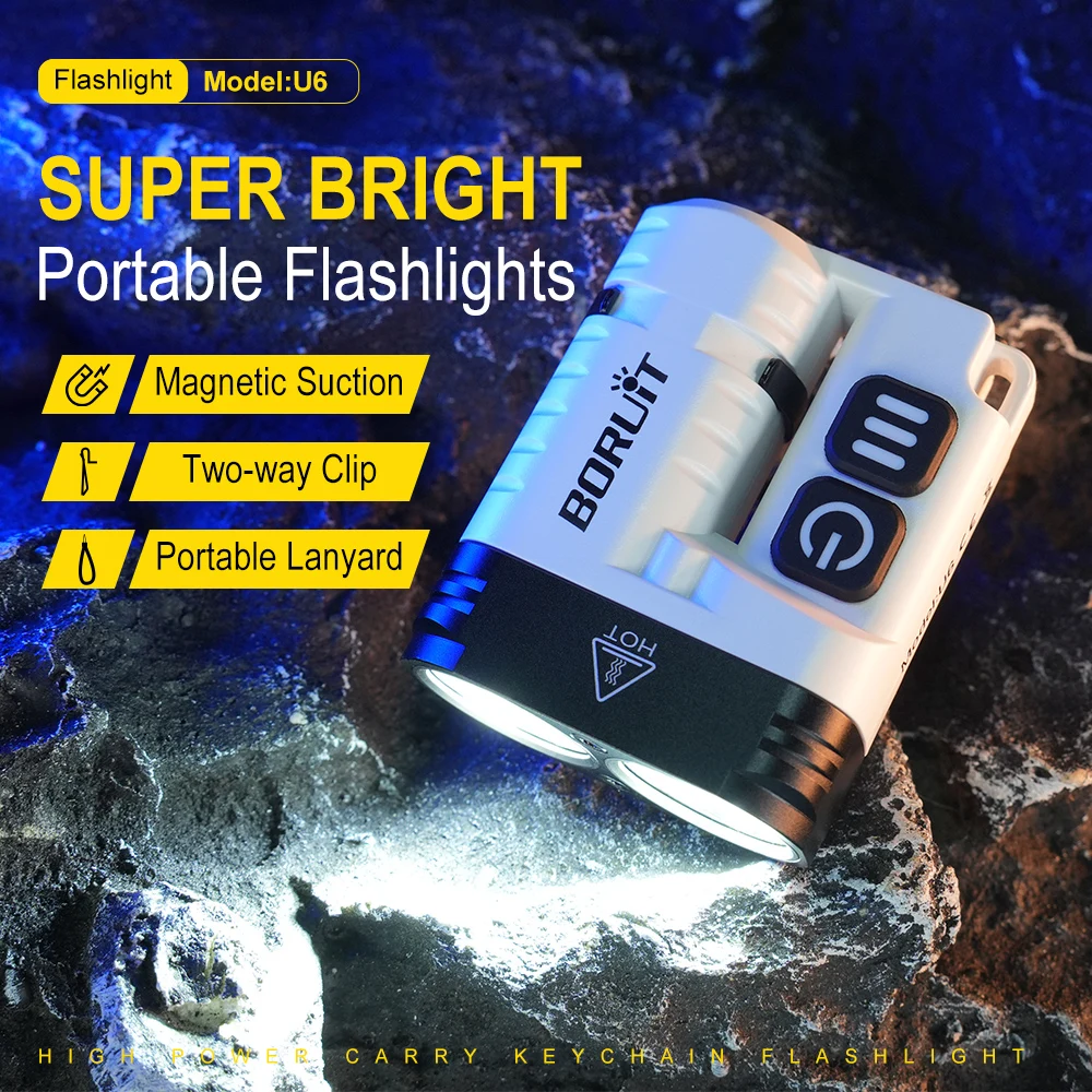 Description Picture 6 of itemBORUiT U6 LED Flashlight Keychain Light SST20 1600LM Super Bright Portable Mini Torch Rechargeable Work Light Camping Lantern