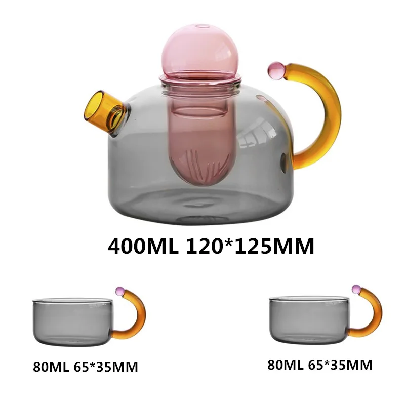 Description Picture 6 of itemColorful Glass Teapot And Tea Cup Set With Tea Infuser Heat-resistant Glass Teaware Kettle