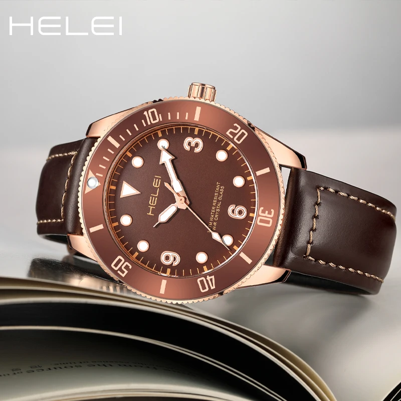 HELEI brand men's sports watches waterproof luminous quartz wristwatch men's luxury watches original watches gift for men