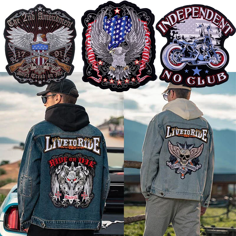 Punk Biker Patch Iron On Embroidery Patches On Clothes Big Pacthes For  Jackets Denim Applique DIY