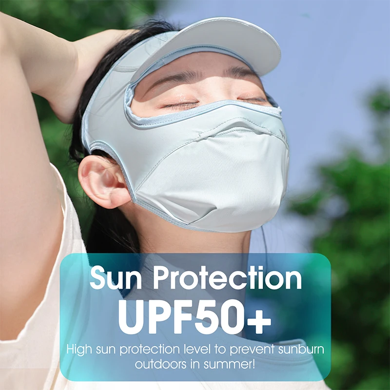 WEST BIKING Summer Outdoor Sunproof Mask With Sun Visor Women Cycling Hiking Running Sun Hat Reusable Ice Silk Breathable Mask