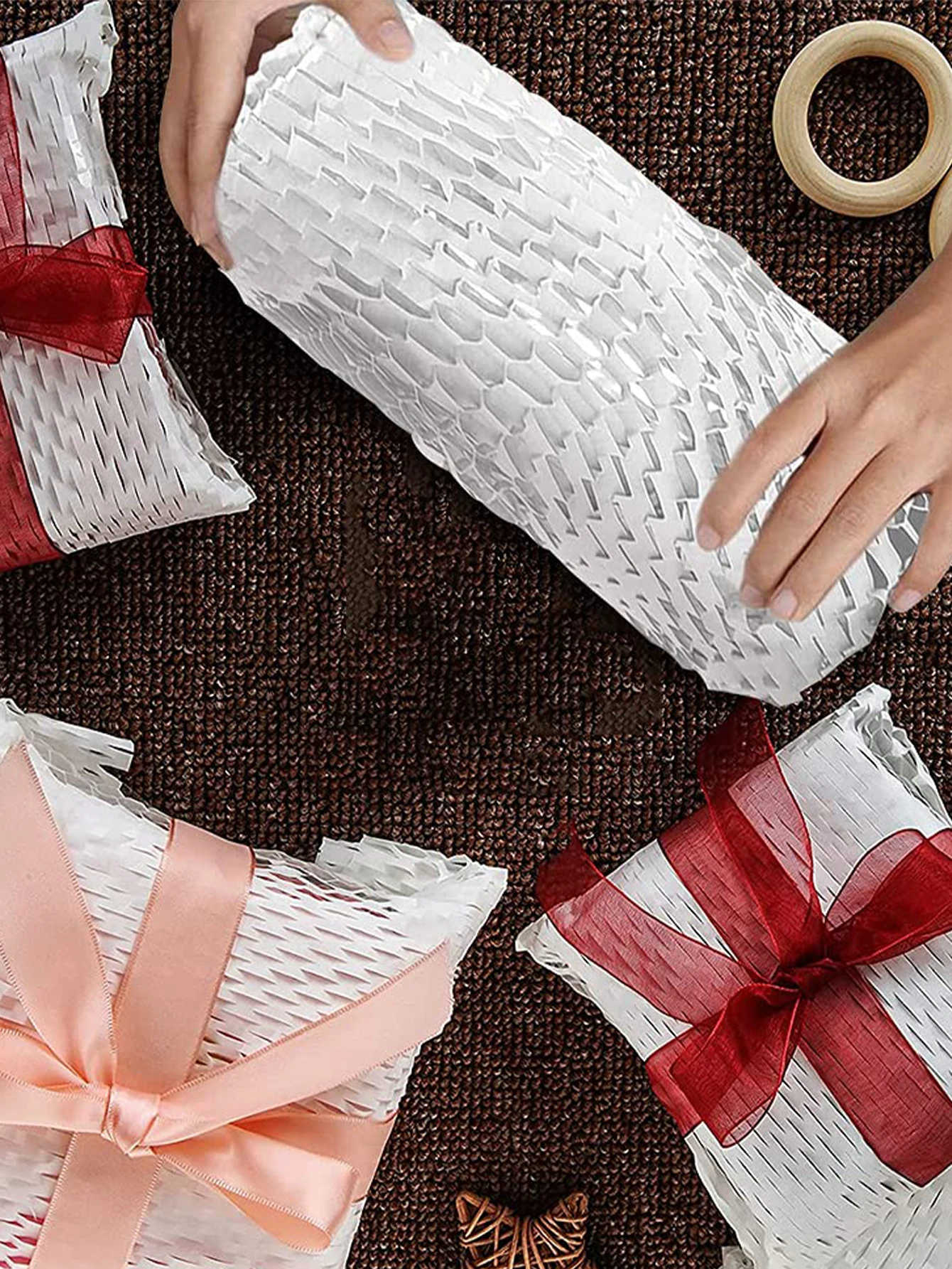 White Honeycomb Paper 30cm Width 10m Length 10m/Roll Wrapping Kraft Packaging Rolling Gift Paper