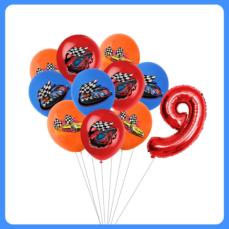 Räder Geburtstag Dekoration Geschirr Teller Tasse Tischdecke Rennwagen Geschenktüte 0-9th Ballon für Kinder Jungen Geburtstag Party Supplies – Detail 33