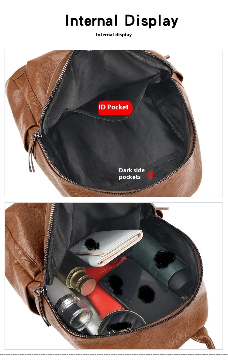 Neue Ankunft Hot PU Rucksack Leder Rucksack Geldbörse für Frauen Multifunktionaler eleganter Tagesrucksack für DamenLässige Reiserucksäcke – Detail 2