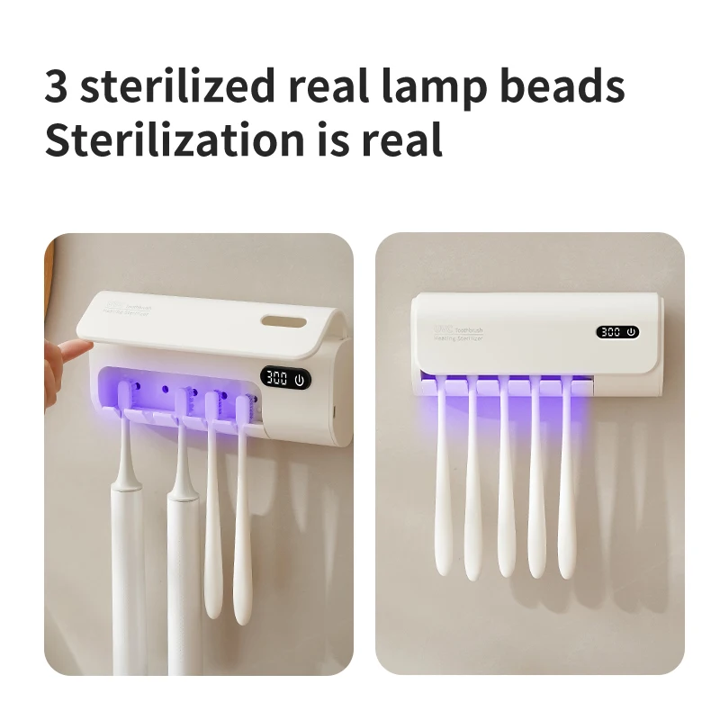 AiQUE Drying Toothbrush UV Sterilizer Rechargeable Holder Travel Portable Toothpaste Touch Switch Case Wall-Mounted Disinfect