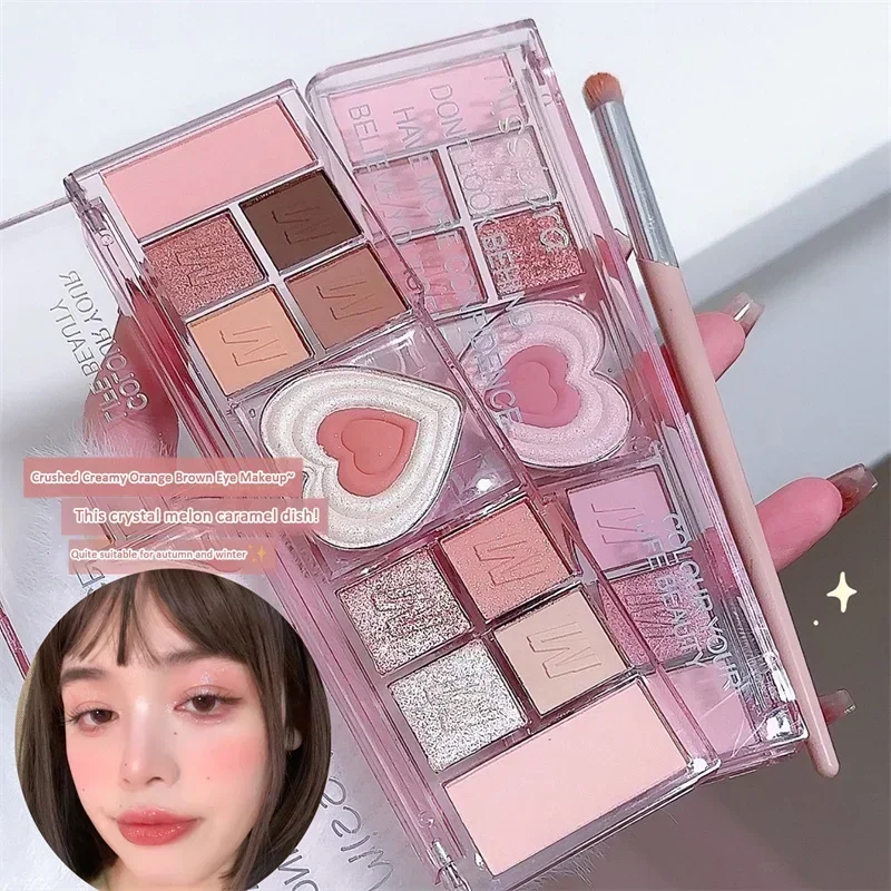 12Colors Love Heart Pink Eyeshadow Palette Natural Cool Tone Low Saturation Matte Eye Shadow Pallet Brown Korean Makeup Cosmetic 2