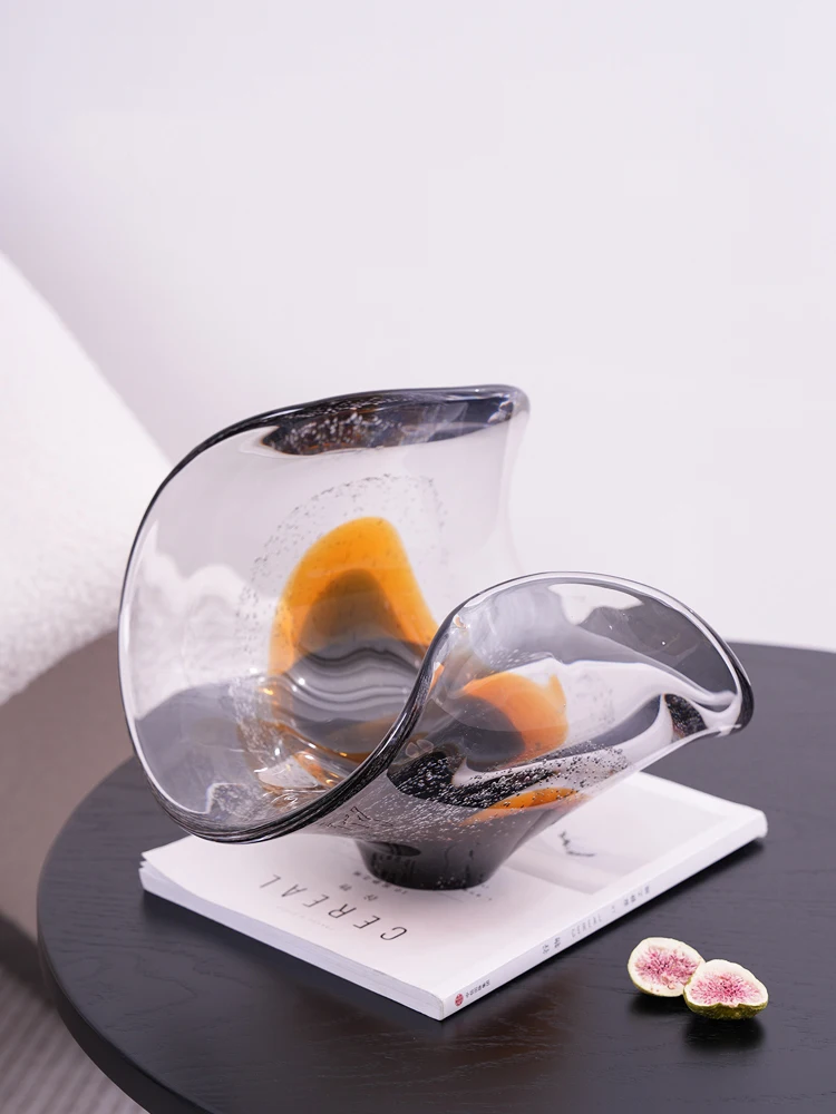 Italian Art Sea Wave Shaped Glass Fruit Plate Living Room Coffee Table Dining Room House Ornaments Storage Bowl Tray 6