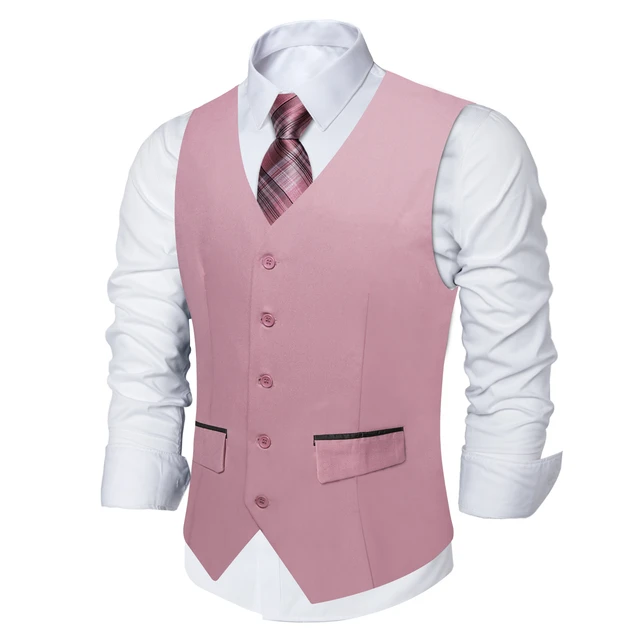 Chaleco de vestir ajustado para hombre, color rosa empolvado de 2.5 pulgadas