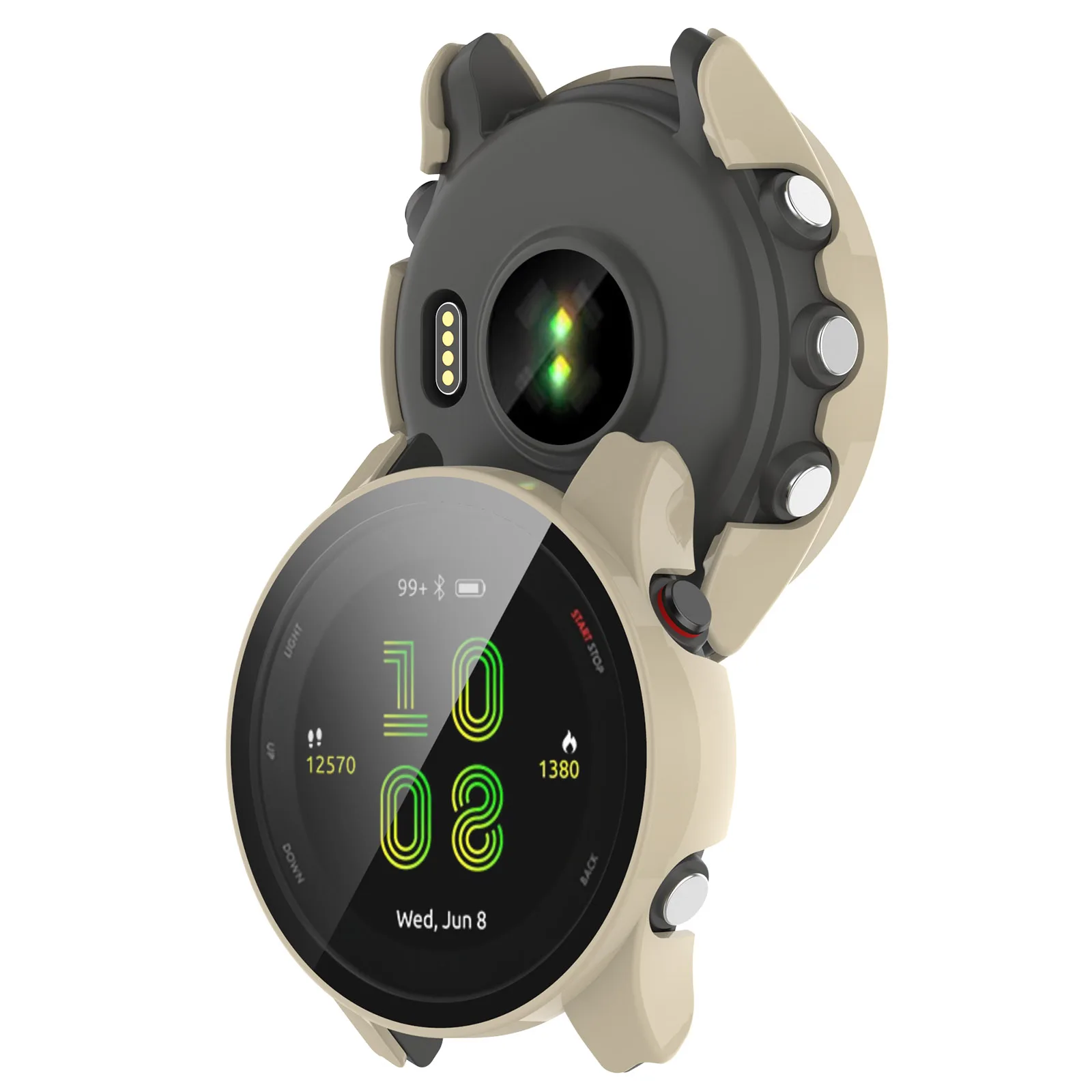 Garmin Forerunner 255 255S 955 용 시계 케이스 Forerunner 955 255S 케이스 용 강화 유리 프레임이있는 PC 화면 보호기 커버
