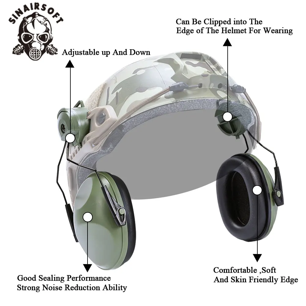 Electronic Earmuffs Tactical Helmet Mounted Ear Anti-Noise Plugs Hearing Protection Soundproof Defenders Hunting Accessories