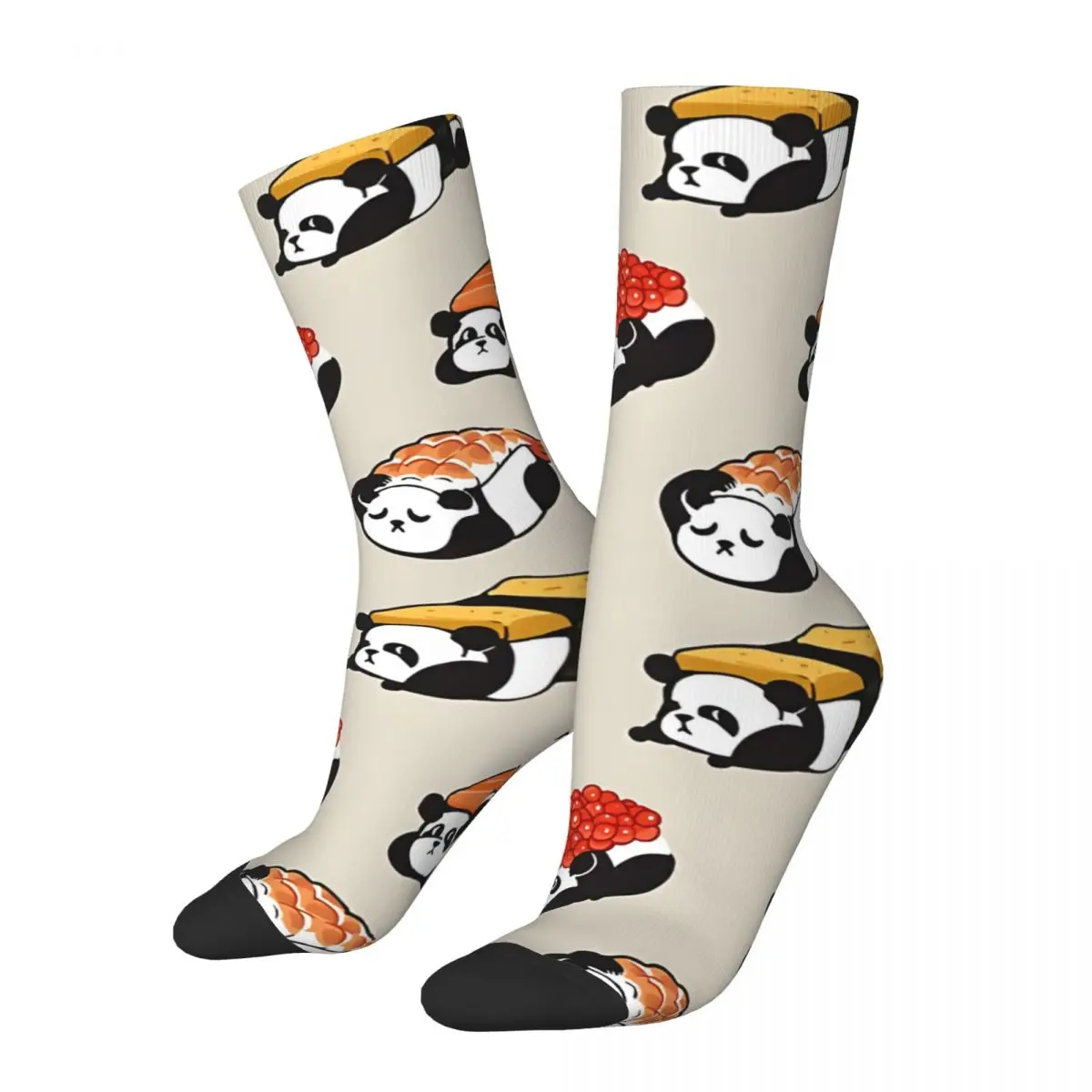 

Happy Funny Men's compression Socks Sushi Panda Retro Harajuku Sushi Hip Hop Novelty Seamless Crew Crazy Sock Gift Printed