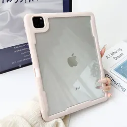 Clear Acrylic Shockproof Tablet Case with Pen Slot and Enhanced Protection - iPad Air 1 2 (Pink)