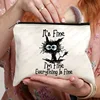 Im Fine Everything Is Fine Pattern Cosmetic Bag Funny Cat Toiletry Bag Portable Travel Storage Bag Perfect Gift for Cat Lovers 6