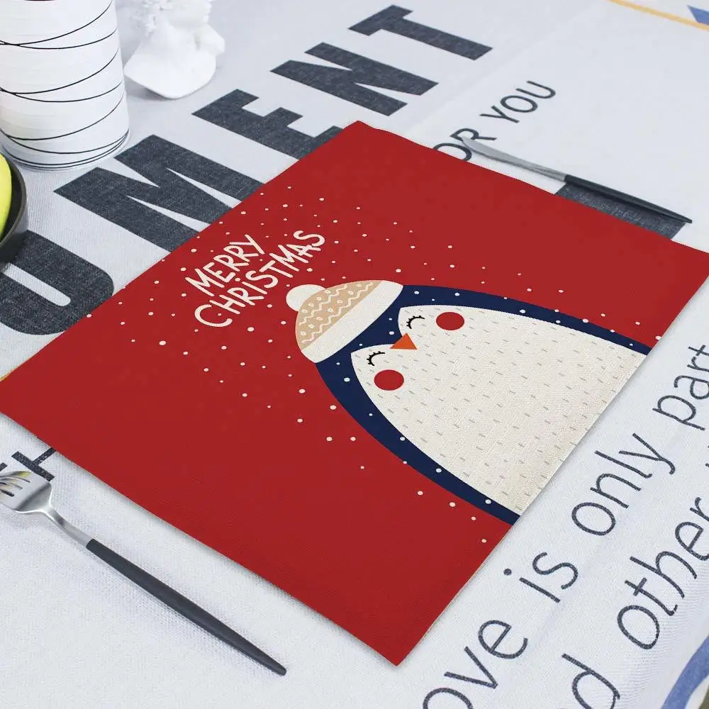 Christmas Table Napkins 42X32cm Cloth Mat Tea Towels Fabric for Kitchen Wedding Dish Decor Paper Serving Matting Napkin Theedoek