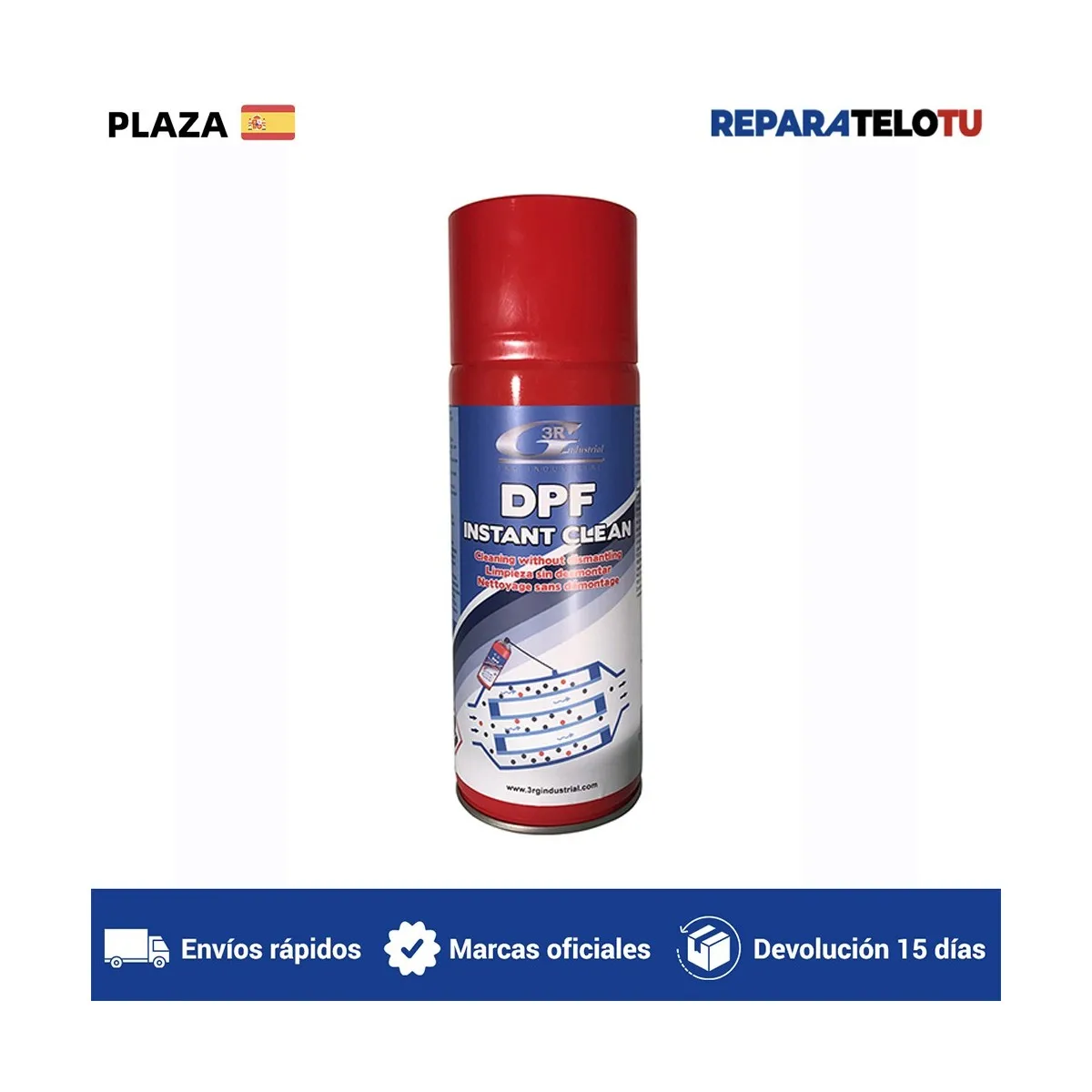 3RG - Limpiador Directo Diesel DPF, Limpiador de Filtro DPF Diesel, Spray limpiador FAP/DPF, accesorios coche