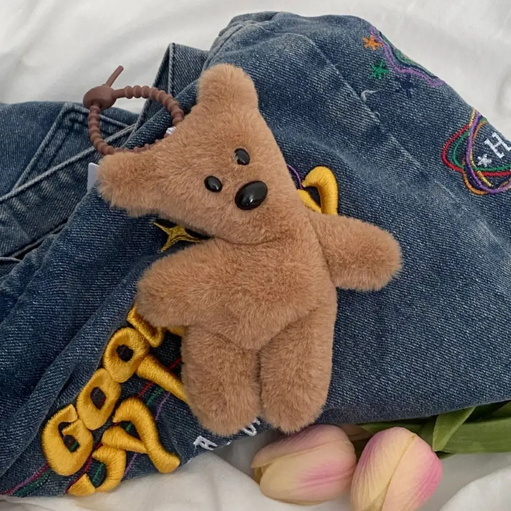 Teddy Bear Squeak Portachiavi Ciondolo Cartoon Cute Plush Doll Toy Kawaii Soft Farcito Bag Charms Decorazioni Per Regalo Per Bambini