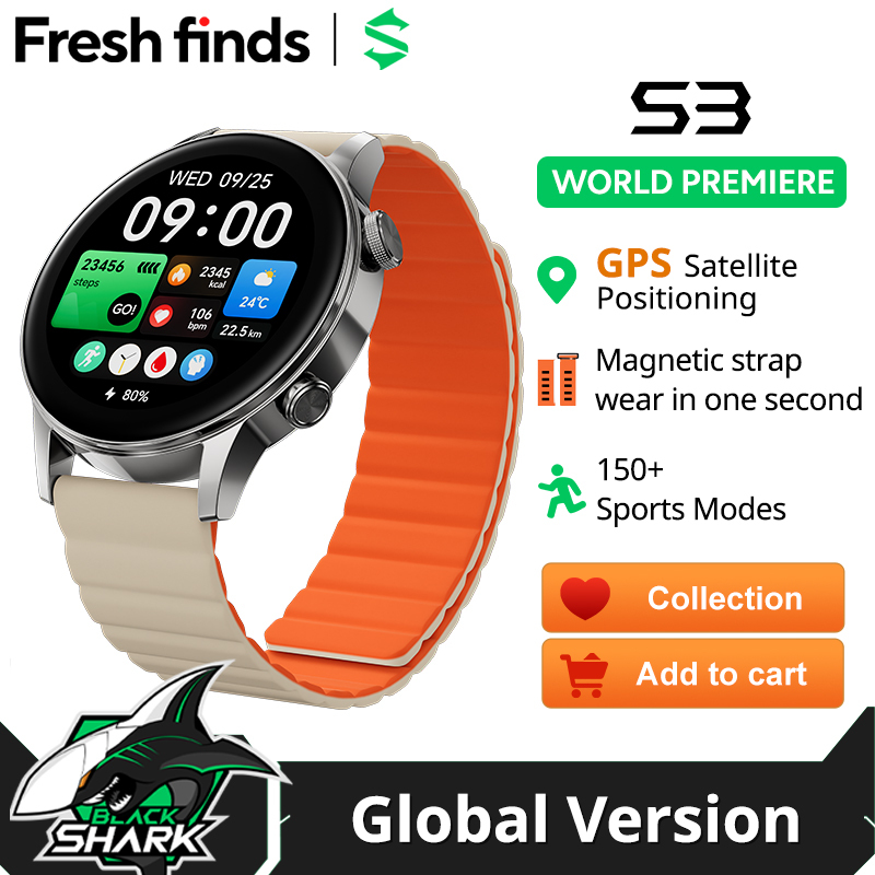 [World Premiere]Black Shark S3 Smart Watch Global Version 15 Days Battery Life 150+ Sports Mode 1.43'' AMOLED Display GNSS 5ATM