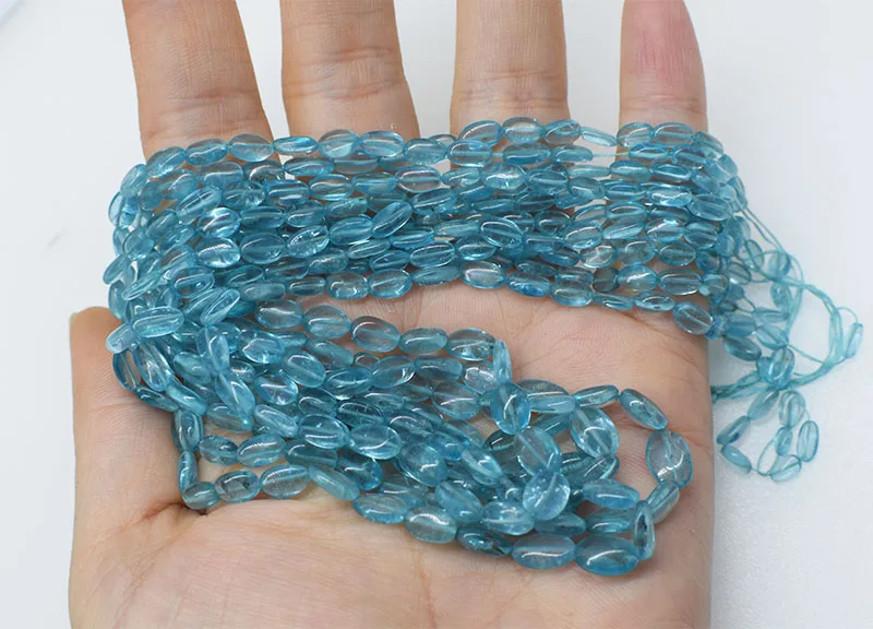 

loose beads Apatite blue flat oval baroque 5-7mm 40cm for DIY jewelry making FPPJ wholesale beads nature