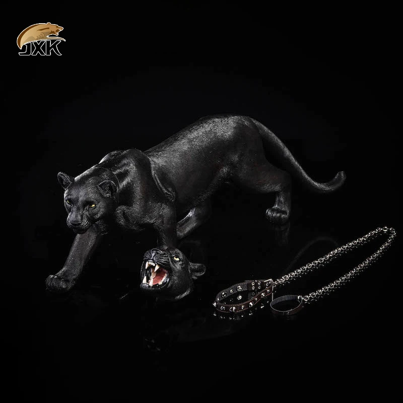 JXK009 1/6 Scale Black Leopard Snow Jaguar Model 36cm Animal Model