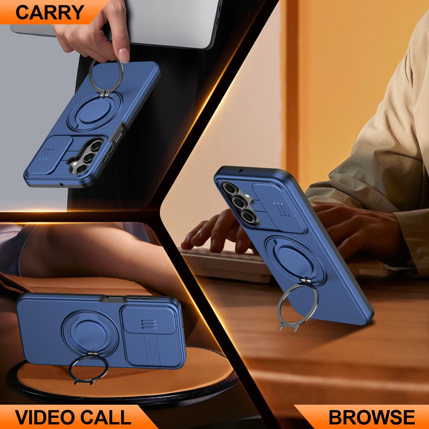 360° Rotating Shockproof Magnetic Stand Phone Case with Enhanced Protection