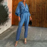 Jada Lapel V-neck Long Lantern Sleeve Pant Set 3