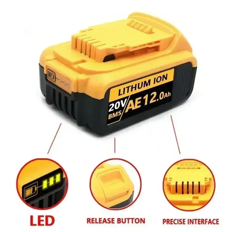 power tool battery 12000mAh 20V for Dewalt DCB206 20V 12.0Ah DCB206 DCB205 DCB204-2 DCB200