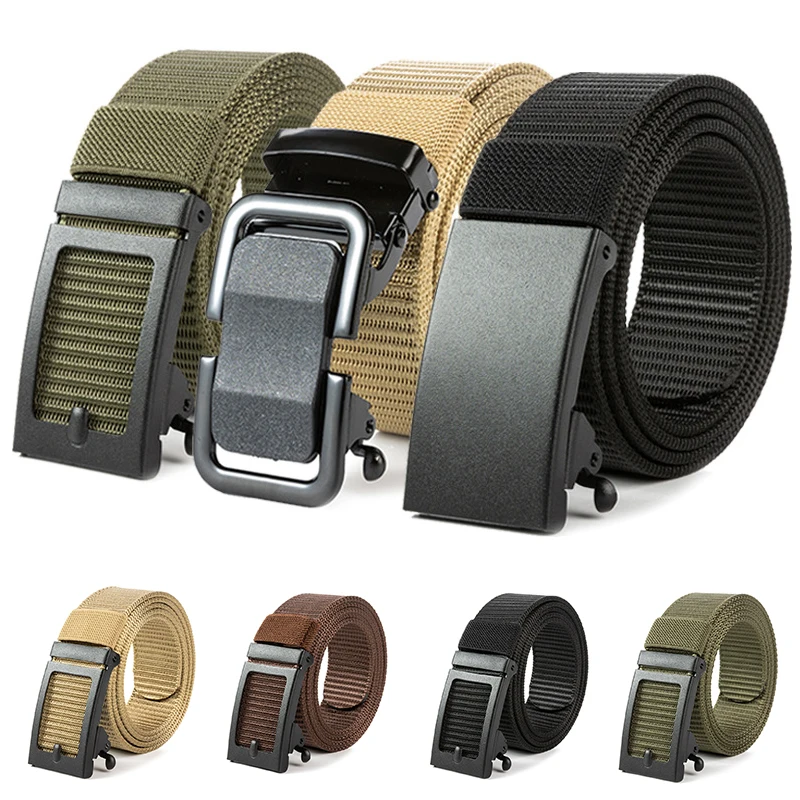 

Automatic Buckle Toothless Nylon Belt Men's Outdoor Leisure Breathable Canvas Belt Men's All-match Trousers Belt Mens